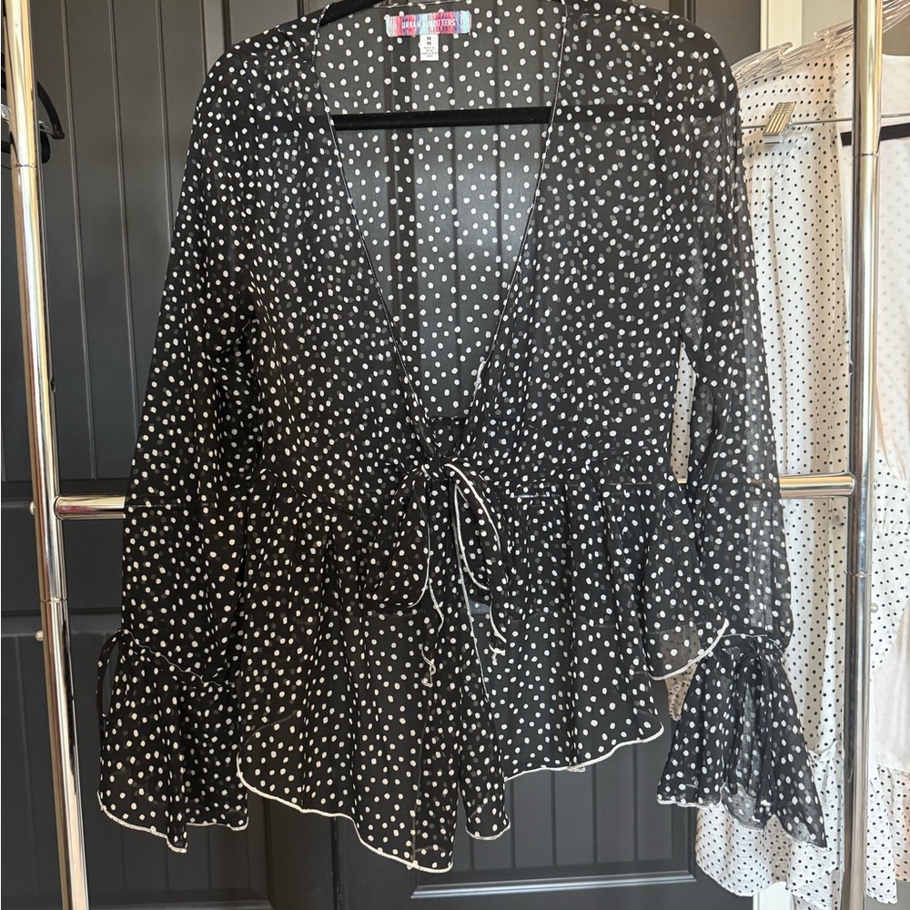 Urban Outfitters Black and White Polka Dot Blouse